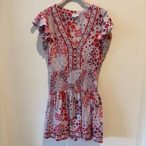 Poupette St Barth Cap Sleeve Ruffle V-neck mini dress size x-small